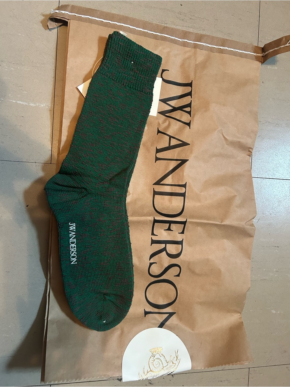 J.W. Anderson Forest Green Marled Crew Sock